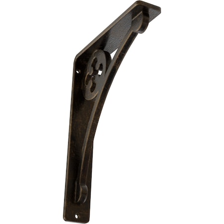 Crawley Wrought Iron Bracket, (Single Center Brace), Antiqued Brass 1 1/2W X 5 1/2D X 8H